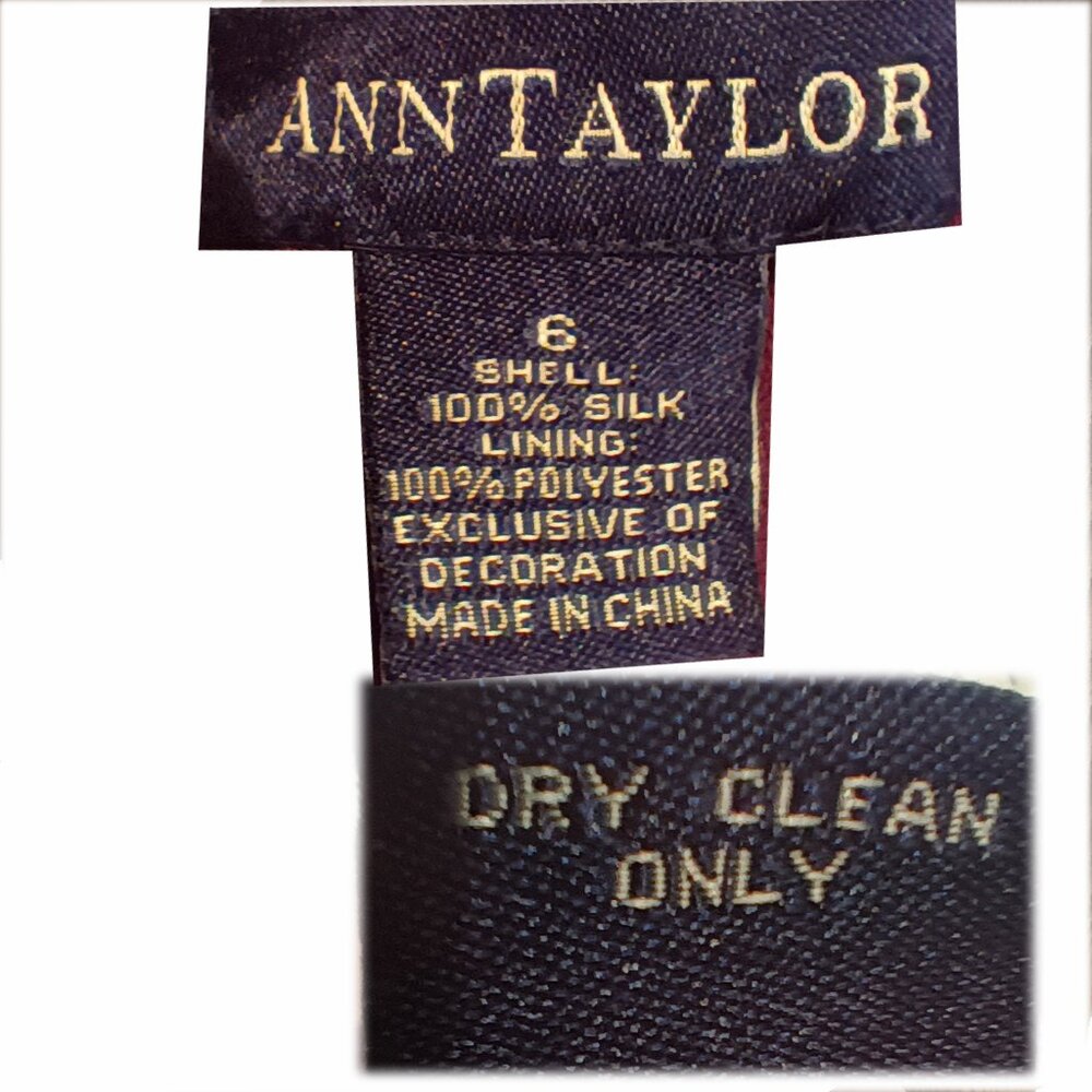 Ann Taylor Silk Skirt Burgandy with Pink Flowers Size 6 - Picture 7 of 7